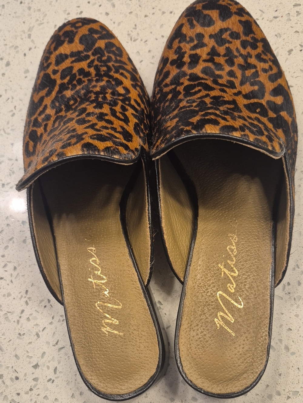 Leopard Print Slip-On Mules in Brown
